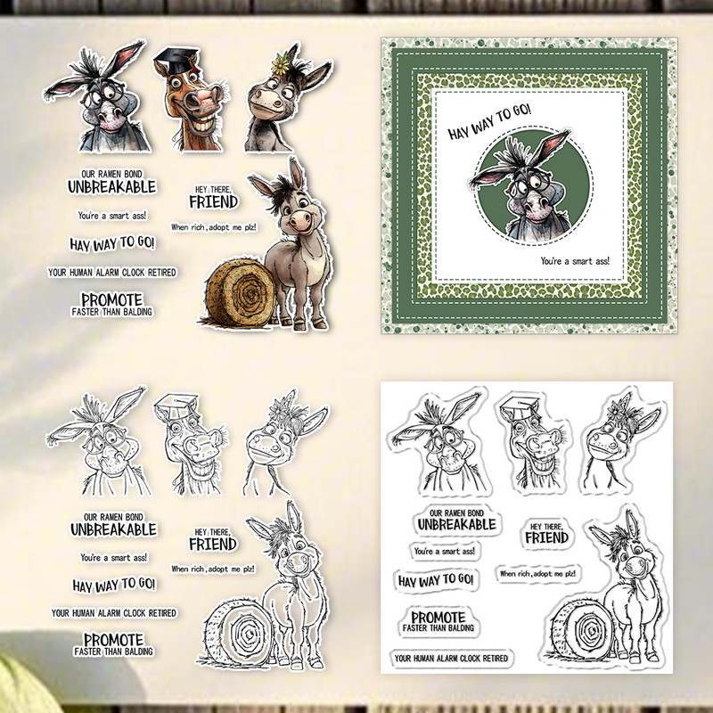 Clear Silicone Stamps For Card Making - Suncraft-Sello transparente con diseño de burro