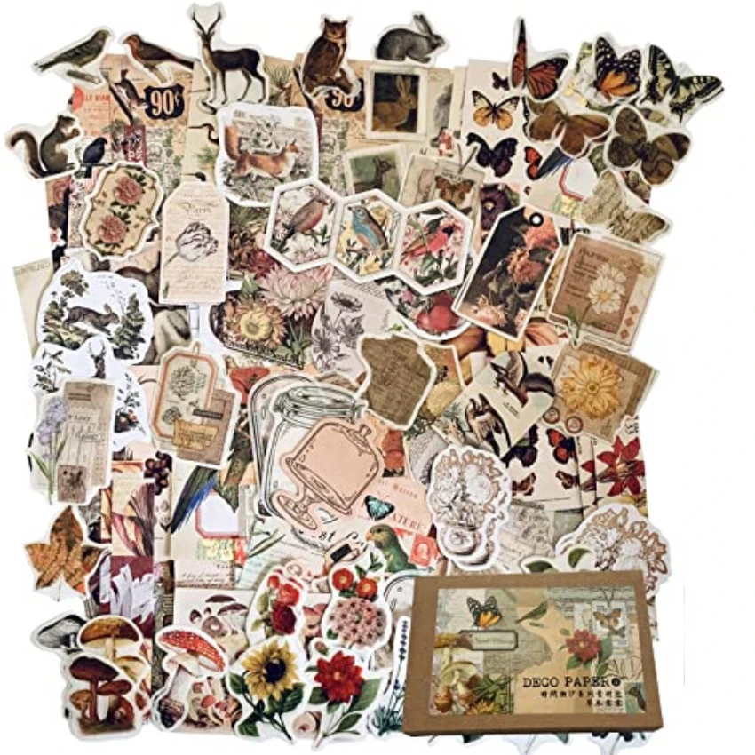 Vintage Junk Journal Scrapbooking Paper - Pegatinas Vintage para Diario Estético -