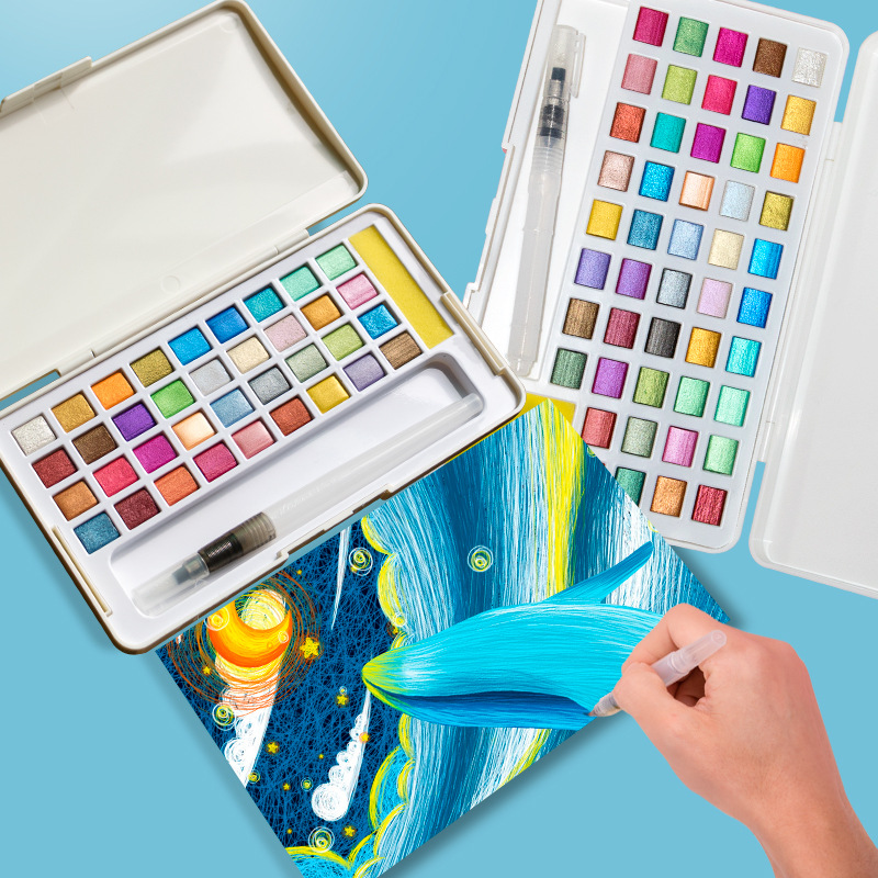 Watercolor Paint Set Solid Pigment - Juego de pintura de acuarela sólida,