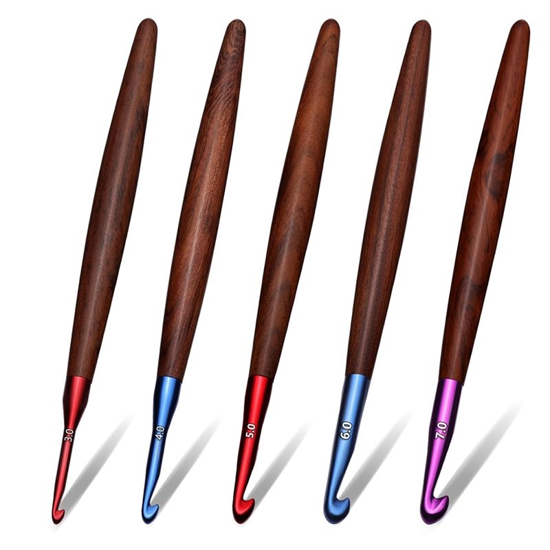 Wooden Crochet Hooks Ergonomic Handle - A59Z-Ganchos de ganchillo ergonómicos con mango