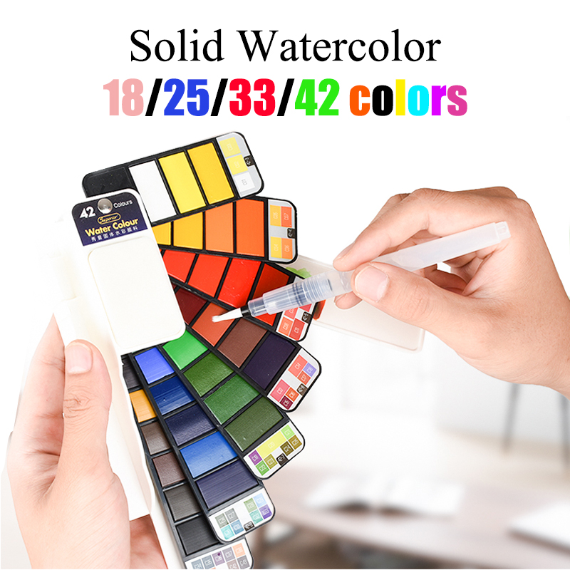 Watercolor Paint Set Solid Pigment - Juego de acuarelas de colores sólidos,