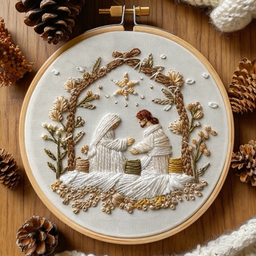 Cotton Embroidery Thread Skeins - Kit de bordado navideño de nacimiento