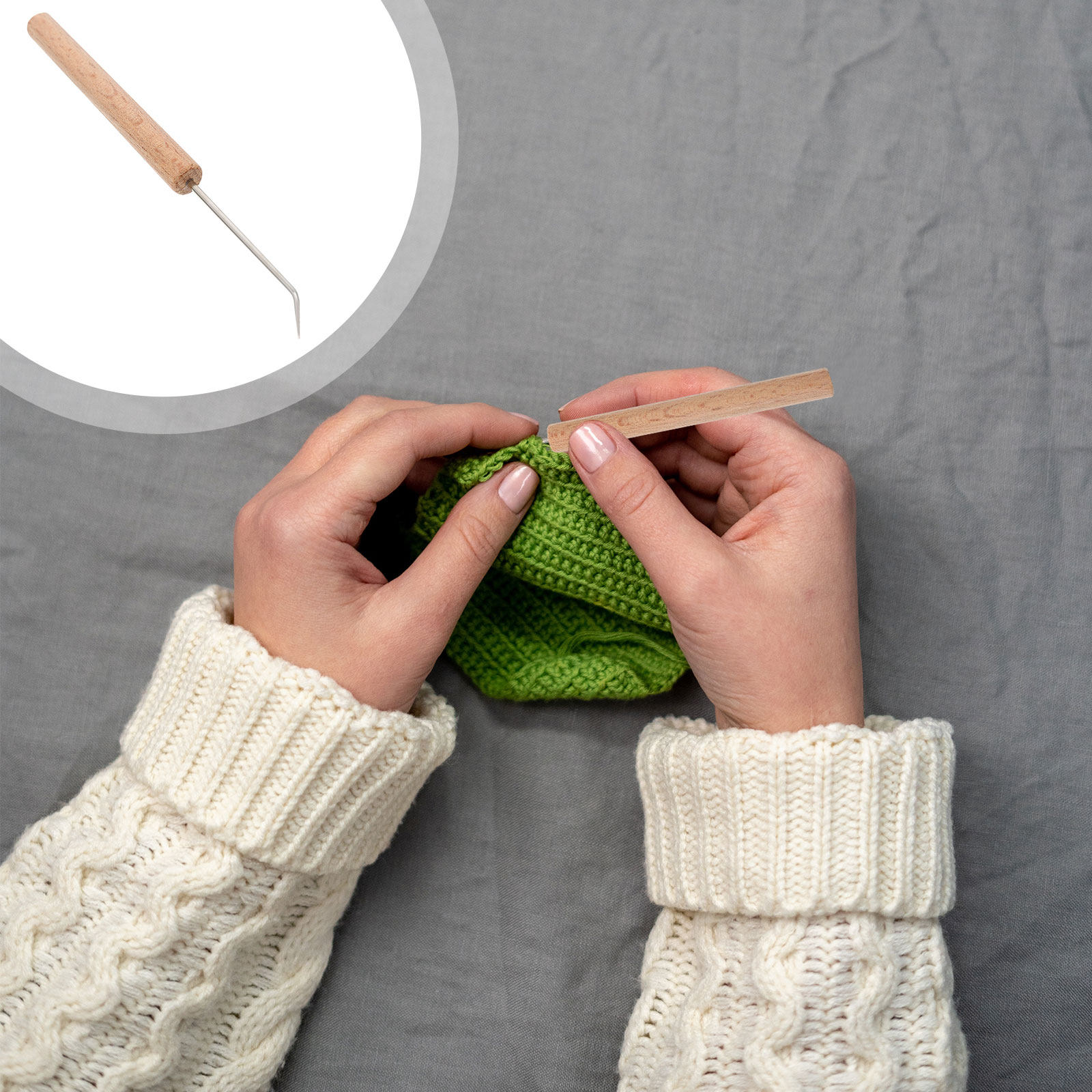 Wooden Crochet Hooks Ergonomic Handle - Juego de 1 gancho de ganchillo