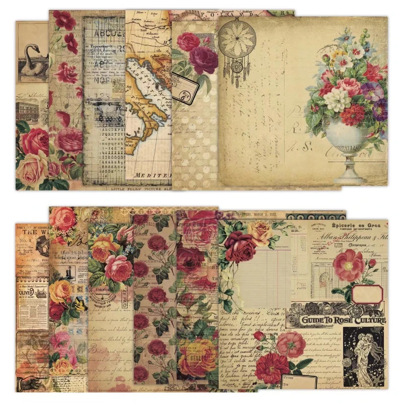 Bloc de recortes con patrón su - Vintage Junk Journal Scrapbooking Paper reseña y precio