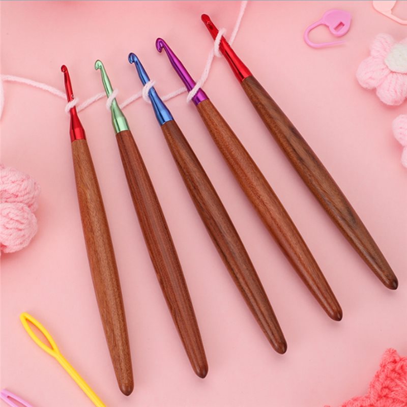 Juego de agujas de ganchillo A - Wooden Crochet Hooks Ergonomic Handle reseña y precio