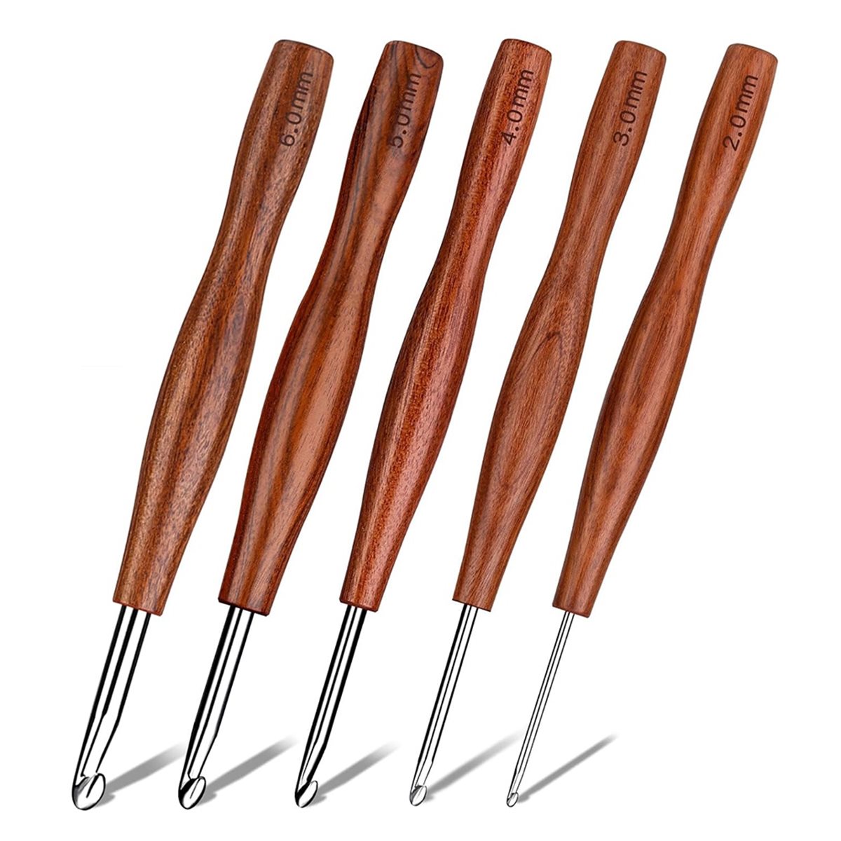 AT16 Juego de 5 Agujas de Ganc - Wooden Crochet Hooks Ergonomic Handle reseña y precio