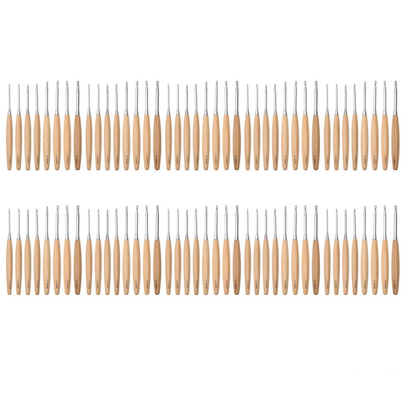SEWS-80Pcs Agujas de Ganchillo - Wooden Crochet Hooks Ergonomic Handle reseña y precio