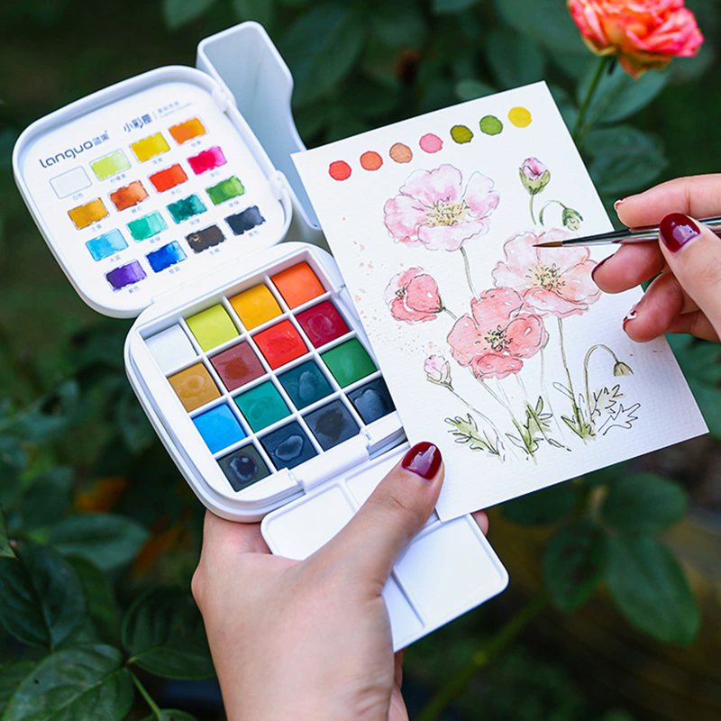 LANGUO-Juego de pintura de acu - Watercolor Paint Set Solid Pigment reseña y precio