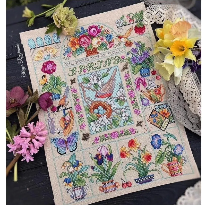 【CC2937 Spring Garden】 Kit de  - Cross Stitch Stamped Kits Beginners reseña y precio
