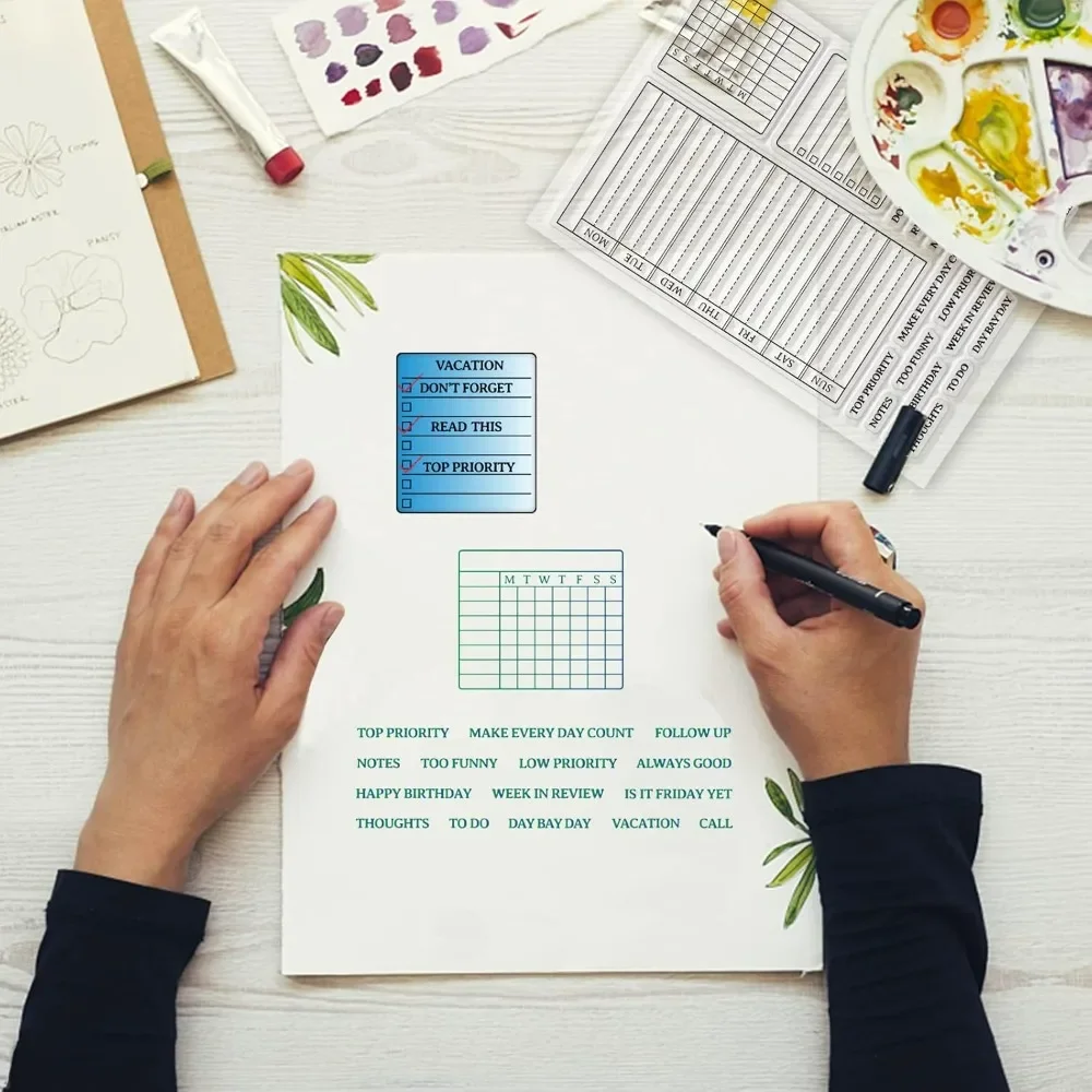 Plan semanal, calendario de se - Clear Silicone Stamps For Card Making reseña y precio